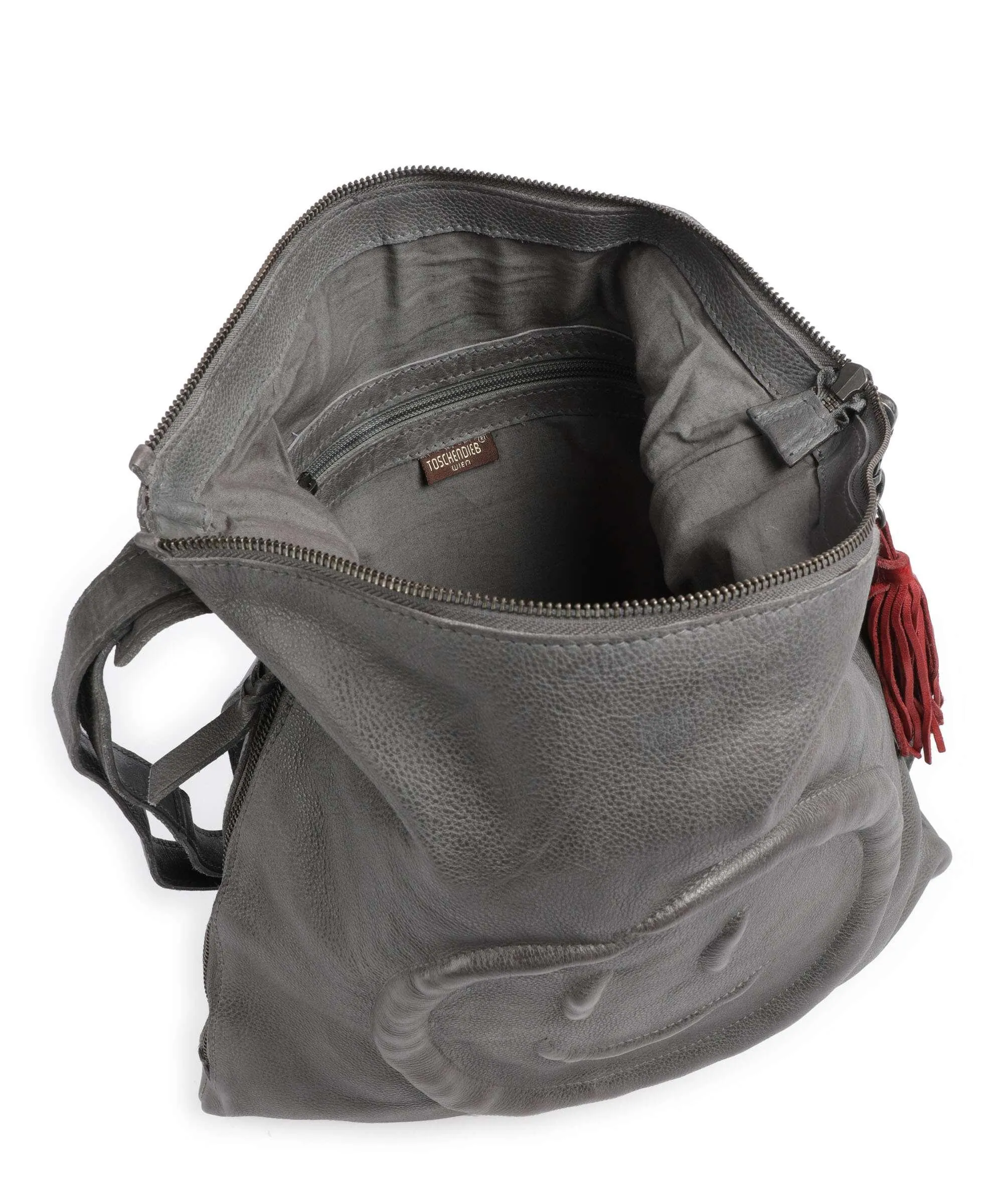  Taschendieb Wien Paradiesgarten 1 Borsa a zainetto pelle di vacchetta grana grigio  