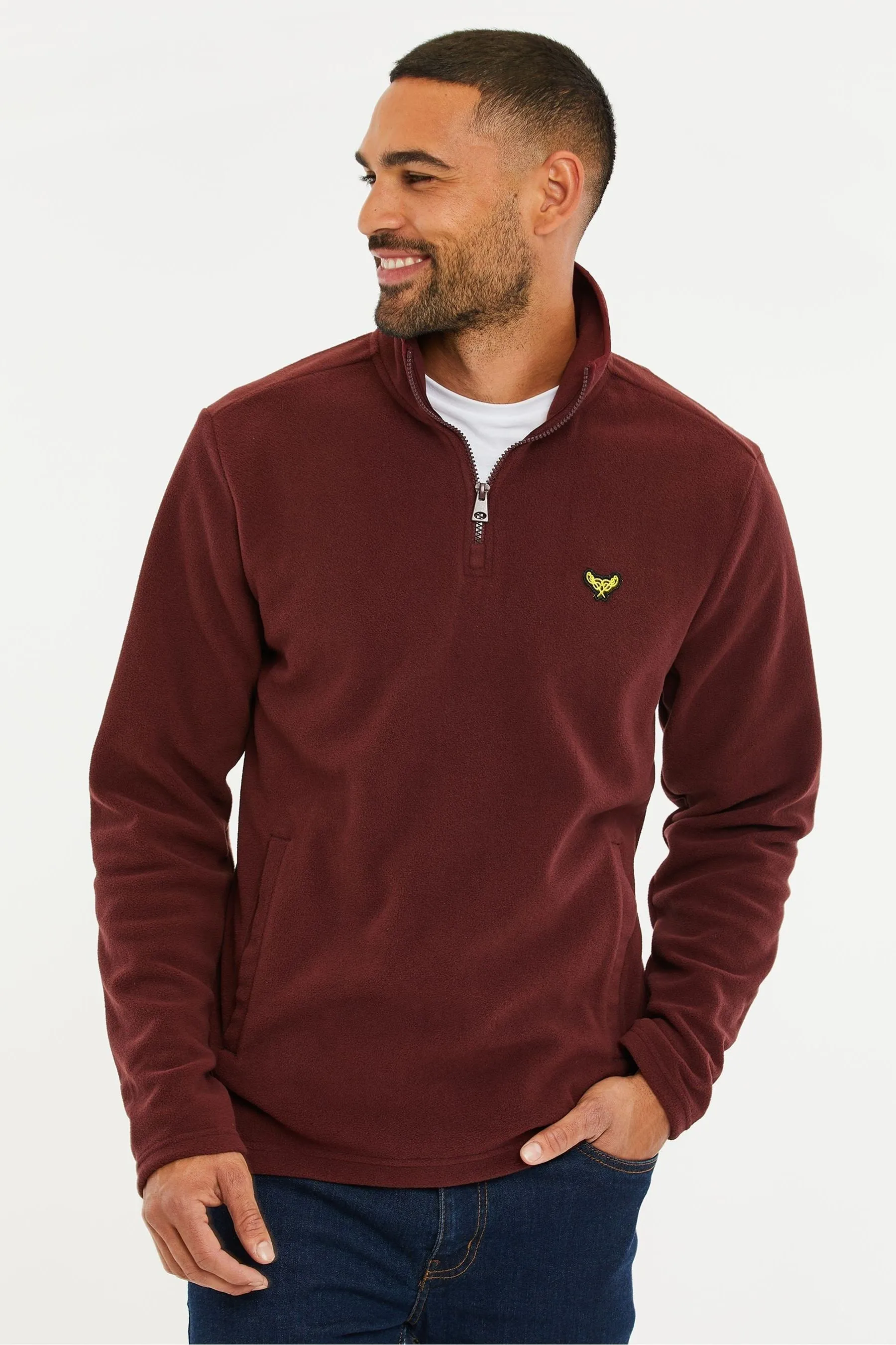 Threadbare - Felpa in pile con zip a 1/4