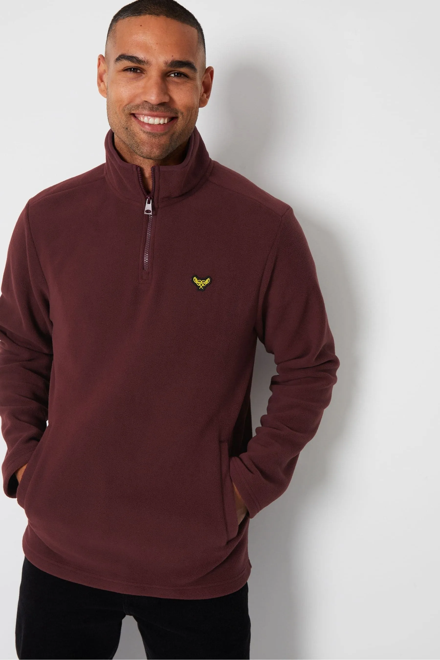 Threadbare - Felpa in pile con zip a 1/4