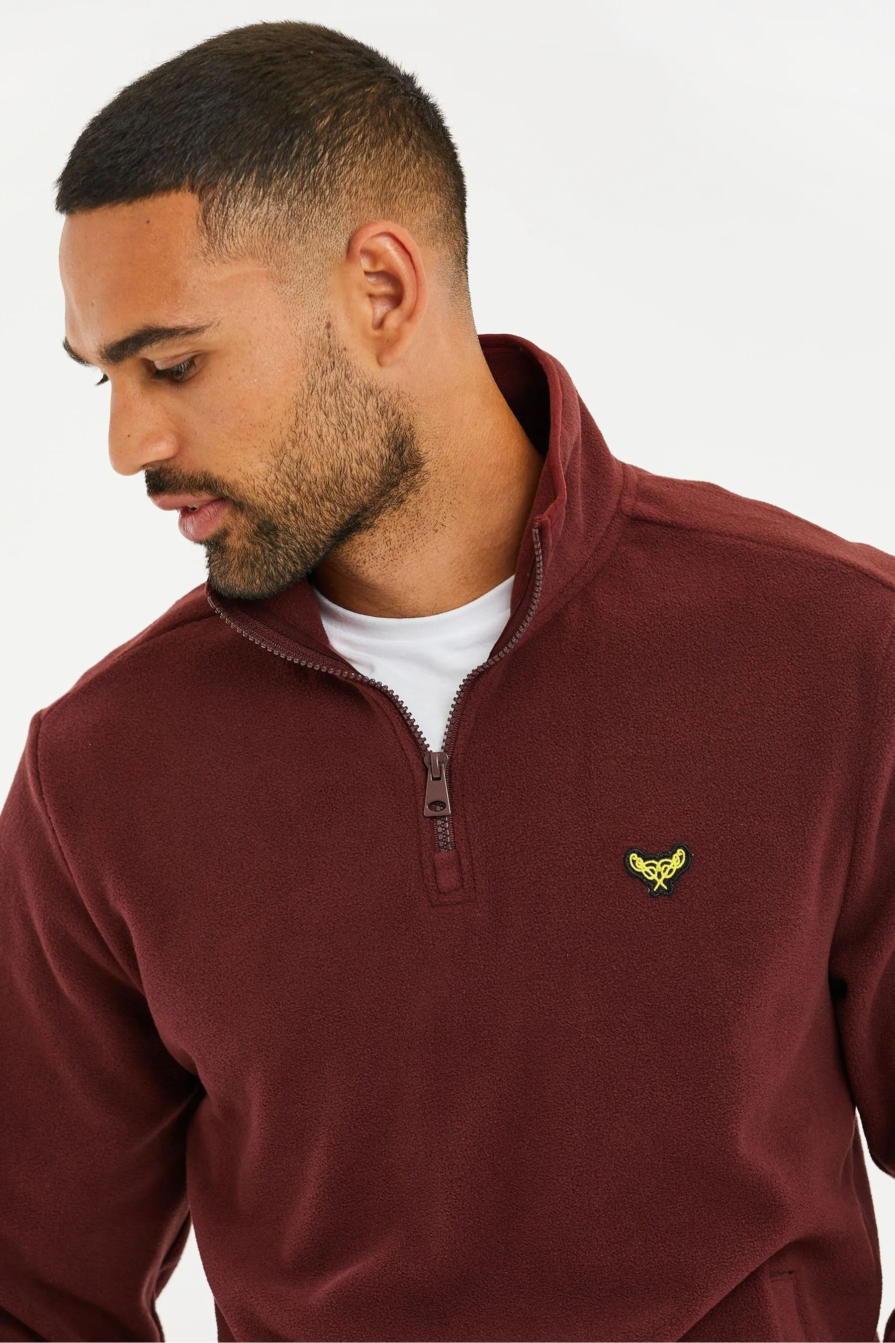 Threadbare - Felpa in pile con zip a 1/4