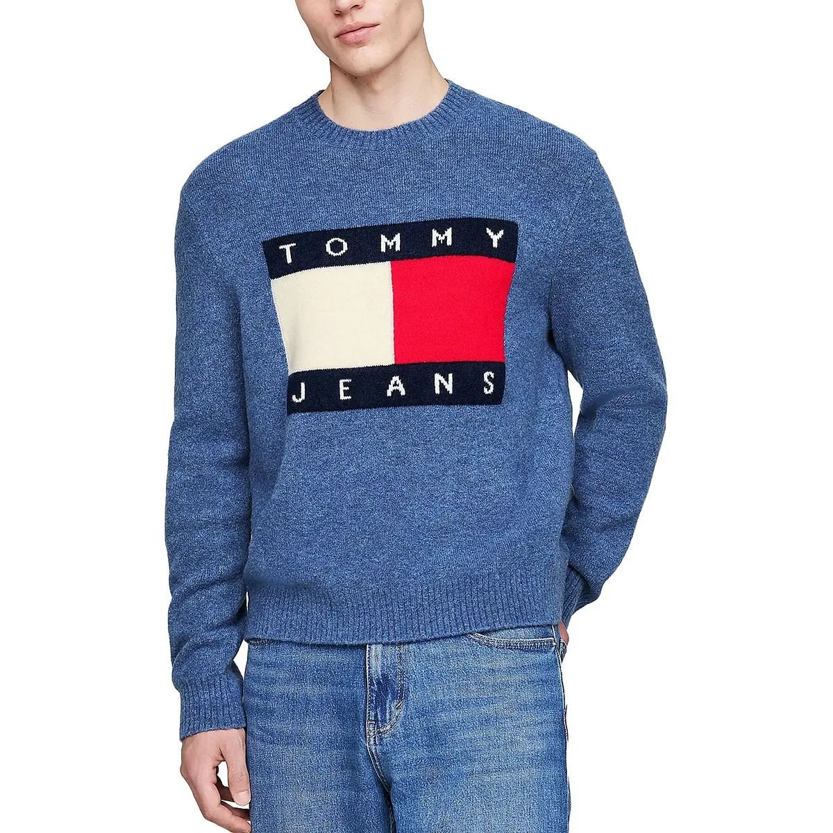      TOMMY JEANS MAGLIONE GIROCOLLO MELANGE FLAG  