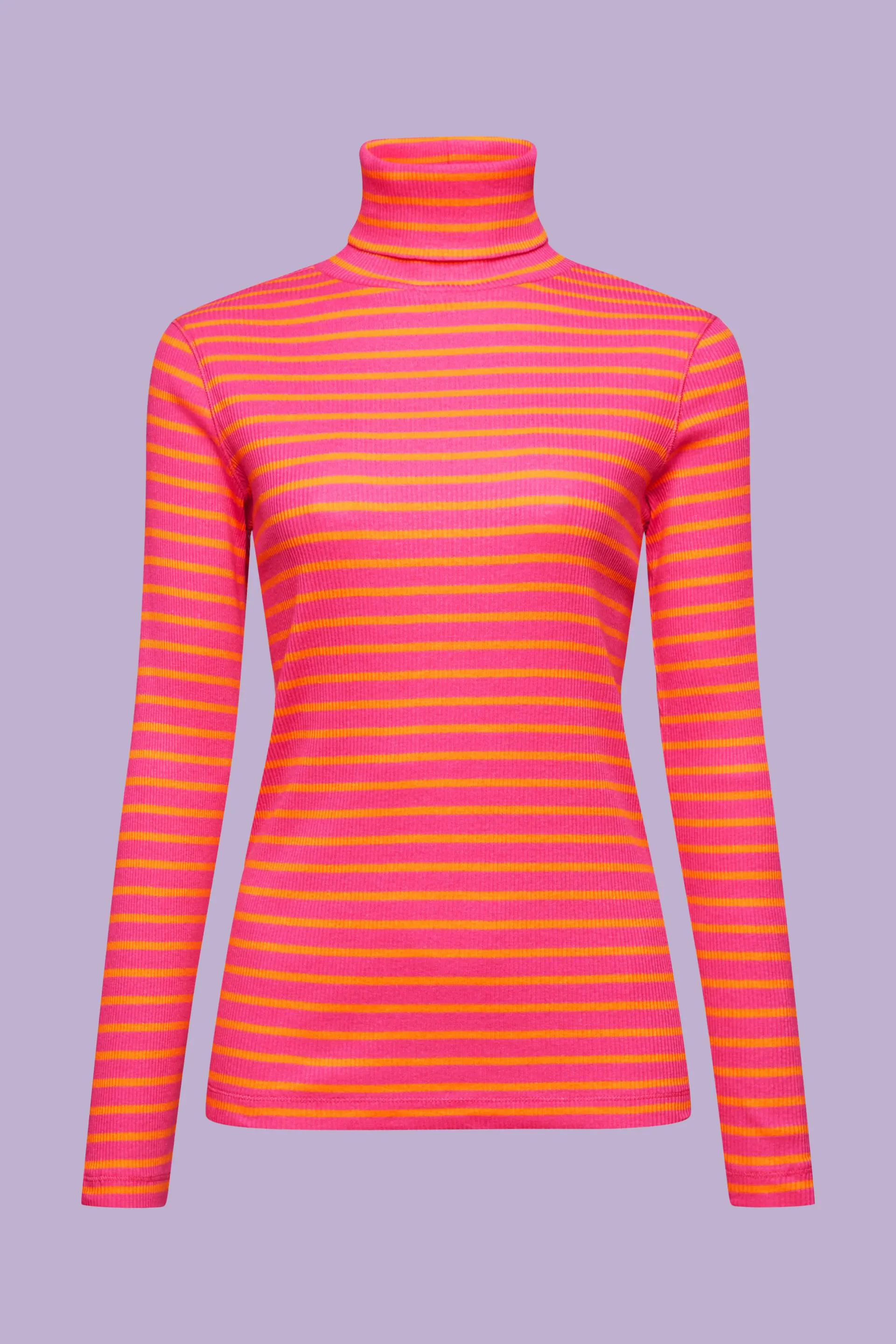 Top a righe con collo a tartaruga e maniche lunghe