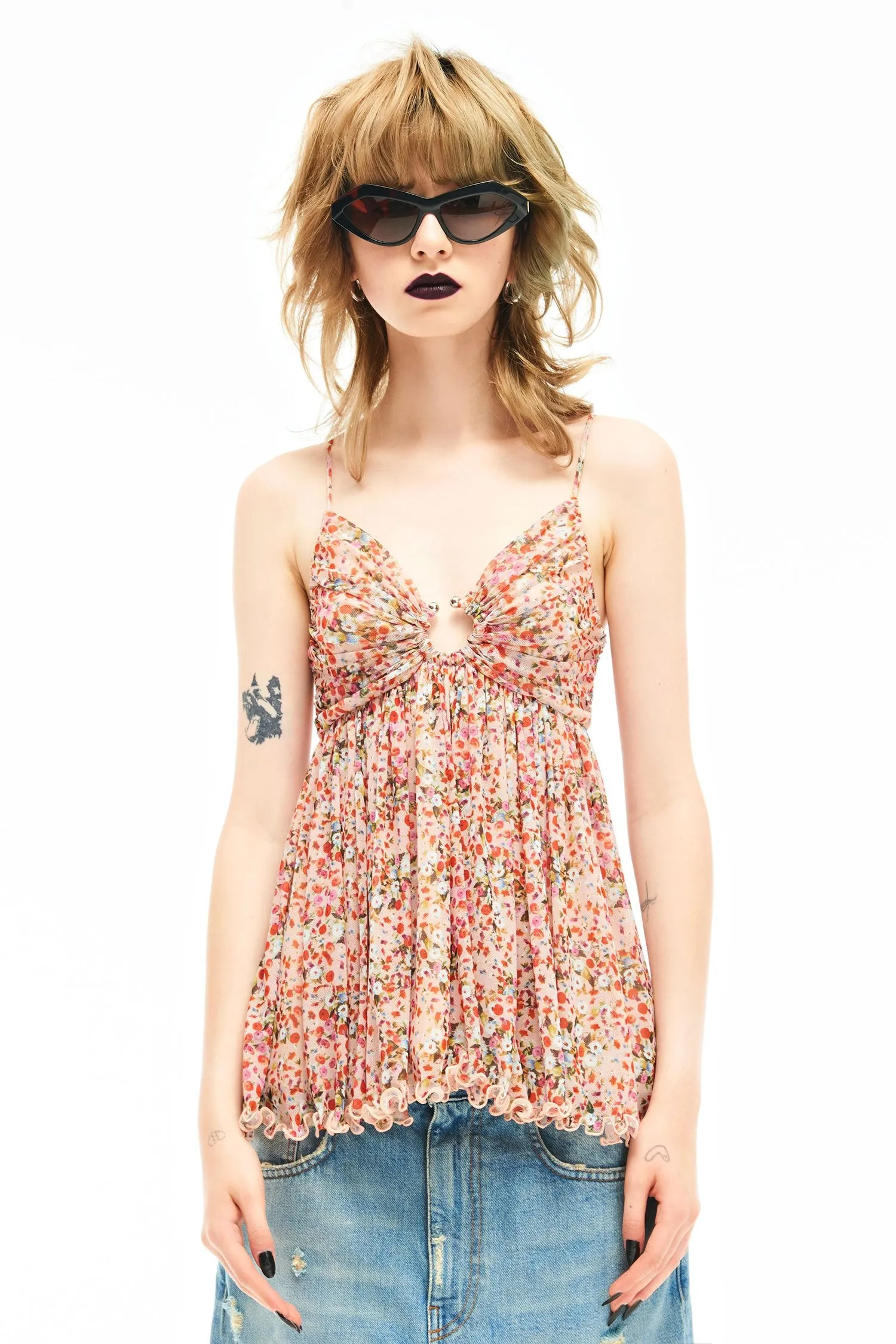 Top Brought By in Tulle / Rosa