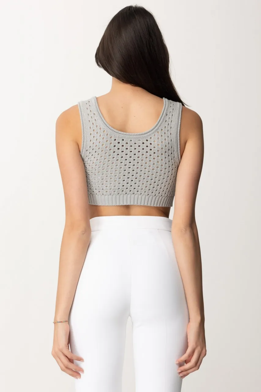 Top crop in rete con paillettes Perla