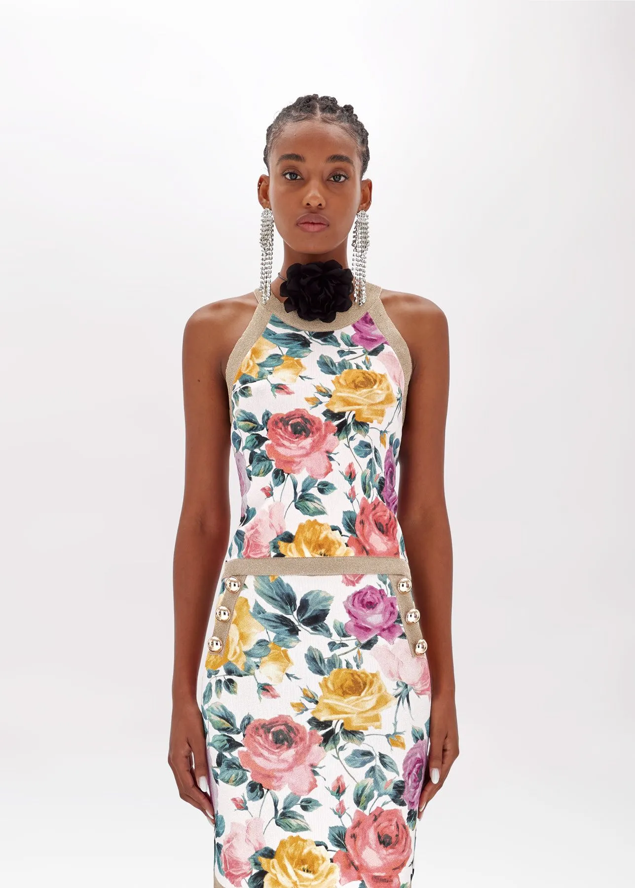 Top in maglia a rose blugirl