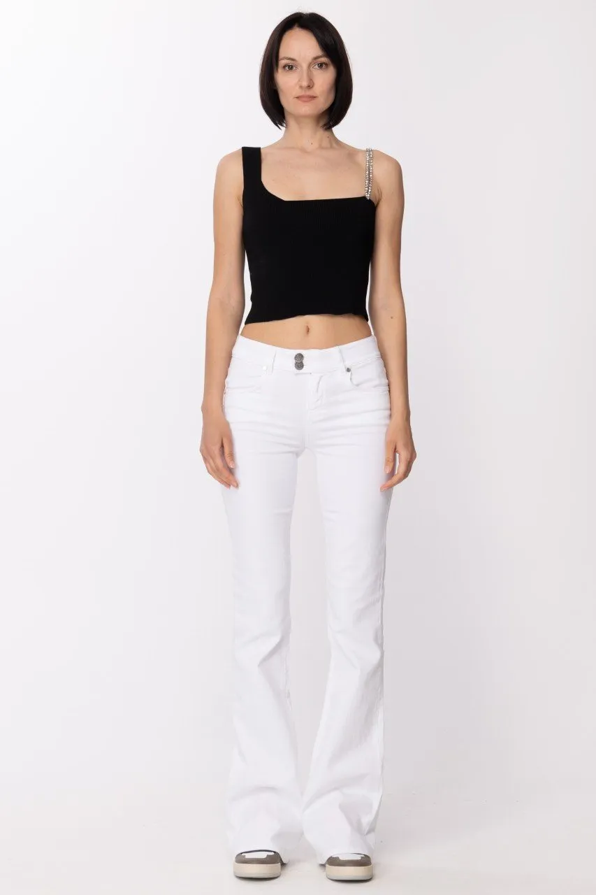 Top in maglia con bretella gioiello Nero