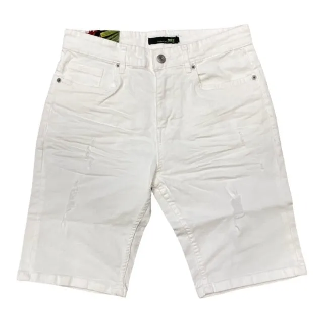 Trez Pantaloncino Bin-Pris da uomo in demin bianco M45115 110