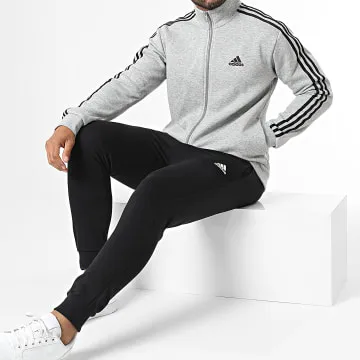 Tuta da ginnastica a 3 strisce IA3073 Heather Grey Black