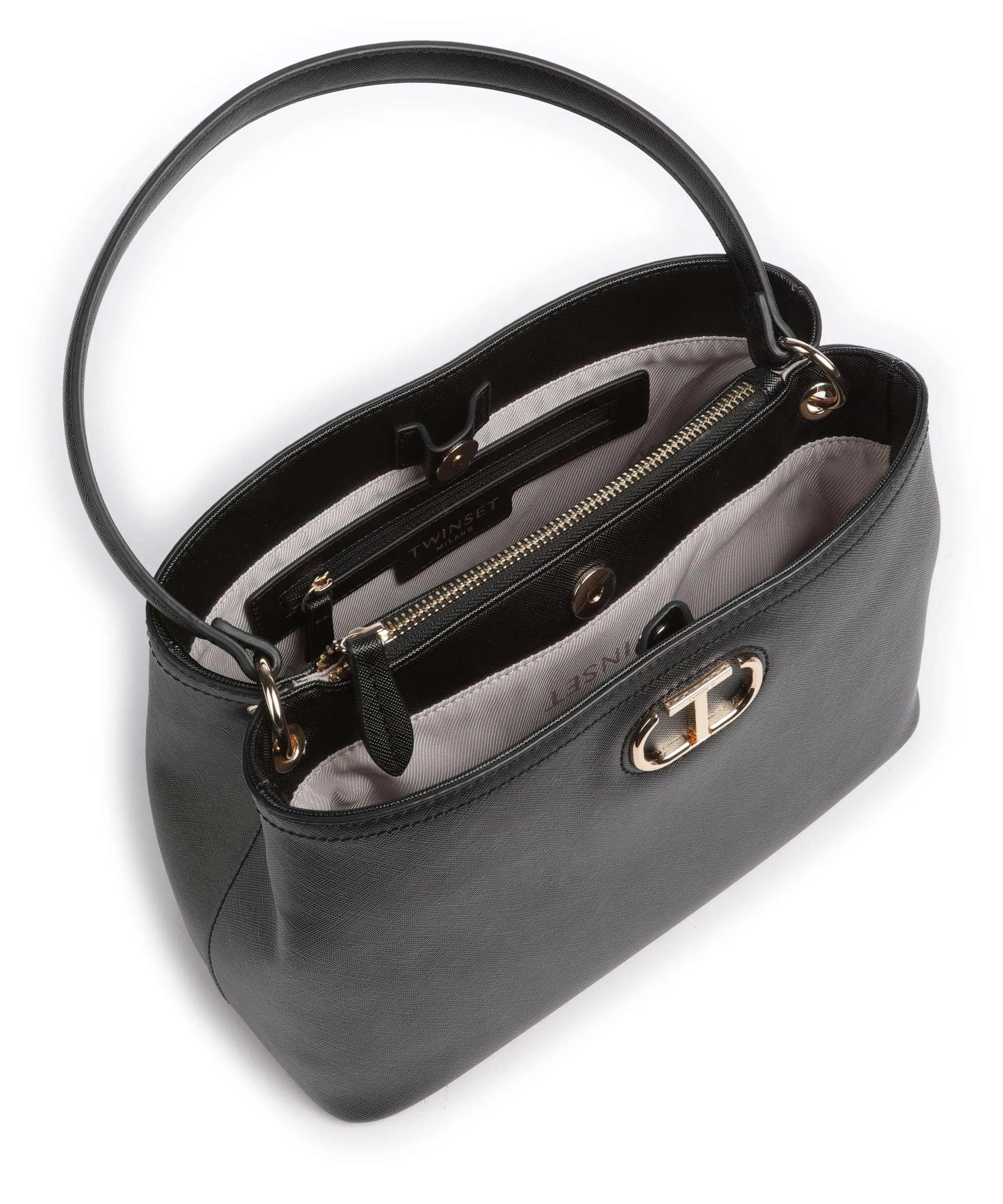  Twinset Saffiano Borsa a spalla pelle sintetica nero  