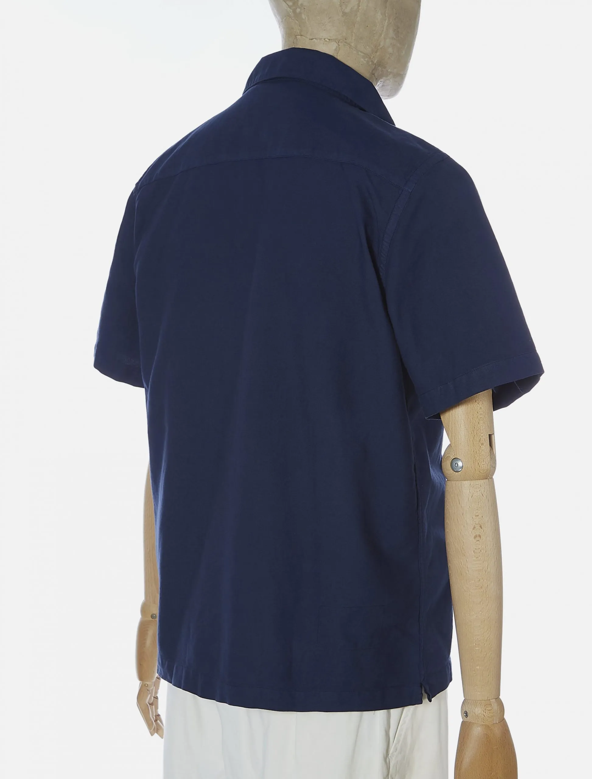 Universal Works Open Collar Shirt Navy Oxford