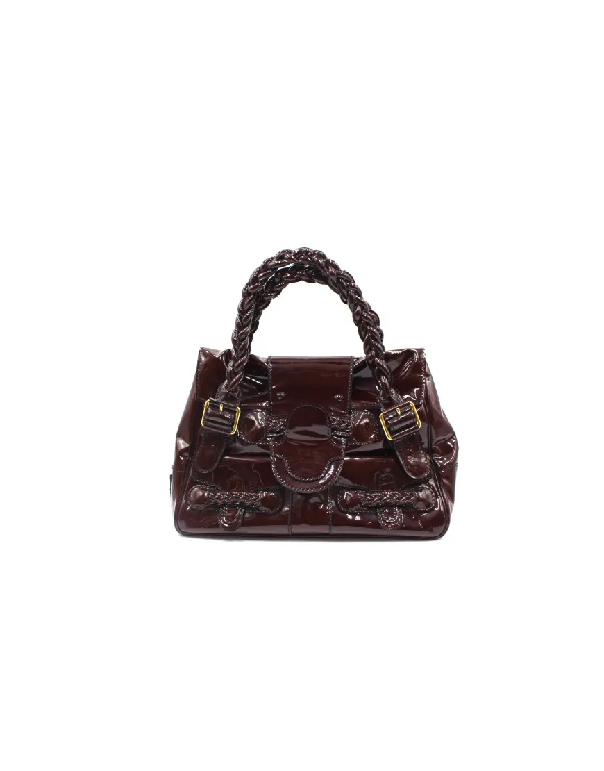 Valentino Shopping Pelle Vernis Bordeaux