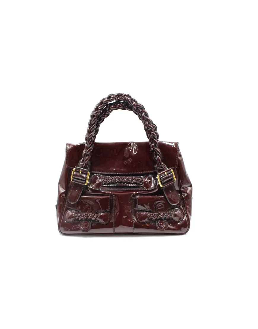 Valentino Shopping Pelle Vernis Bordeaux