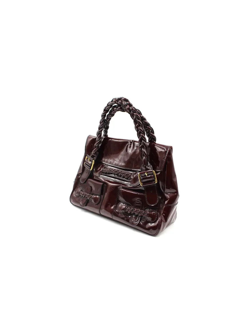 Valentino Shopping Pelle Vernis Bordeaux
