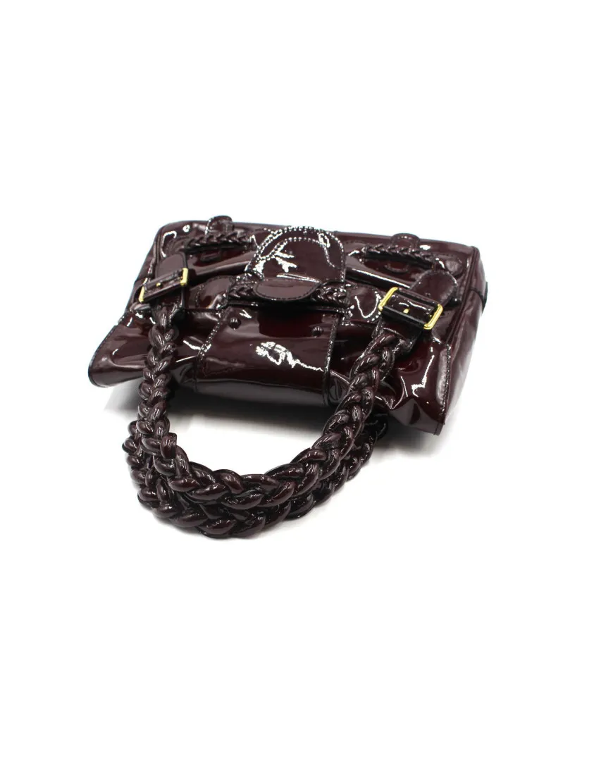 Valentino Shopping Pelle Vernis Bordeaux