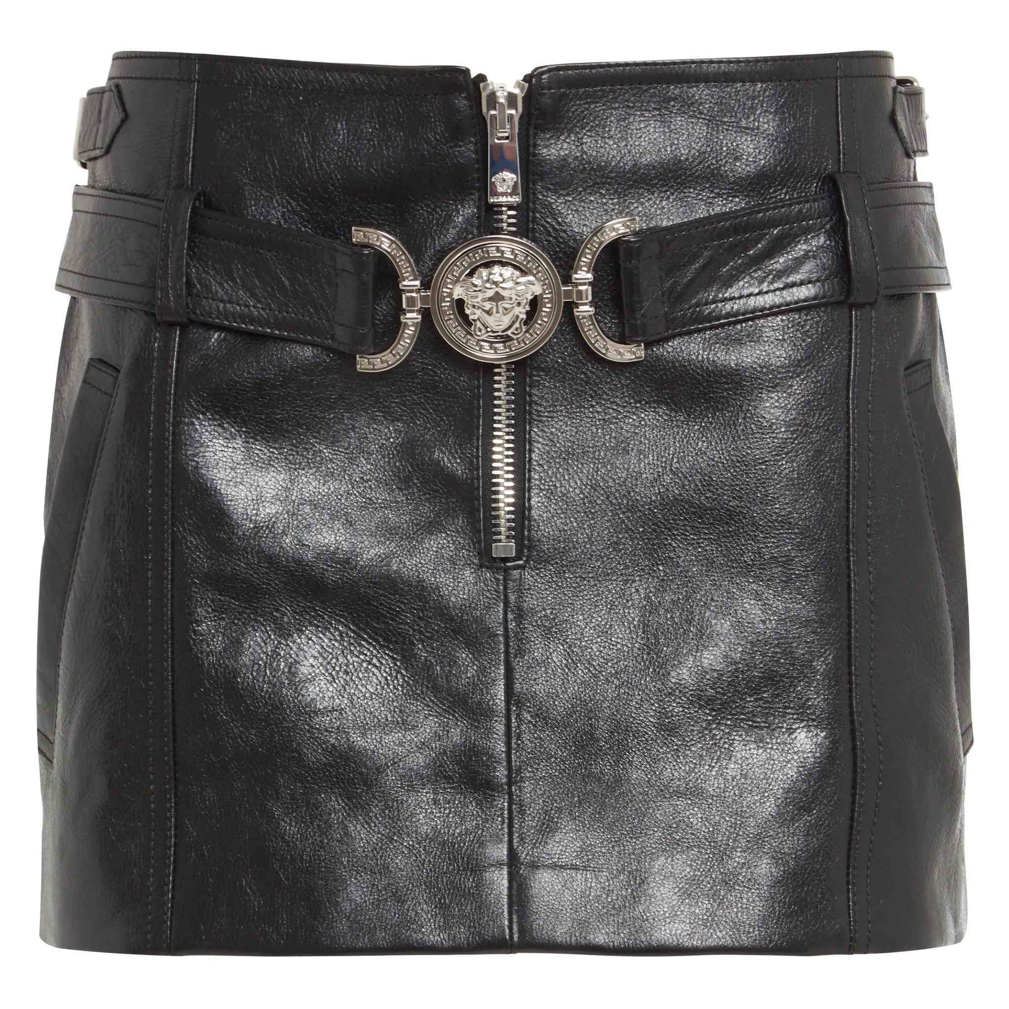 VERSACE  Mini gonna ''Medusa 95'' in pelle nera