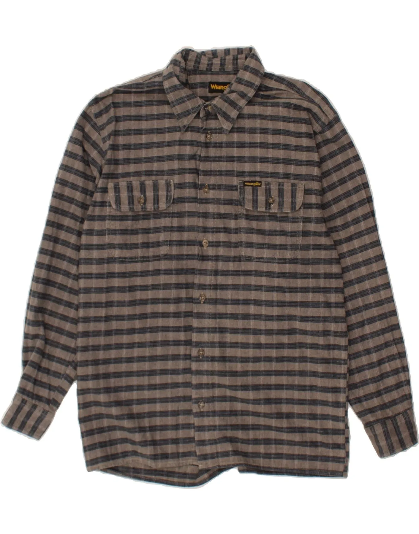 WRANGLER Mens Shirt Large Grey Check Polyester