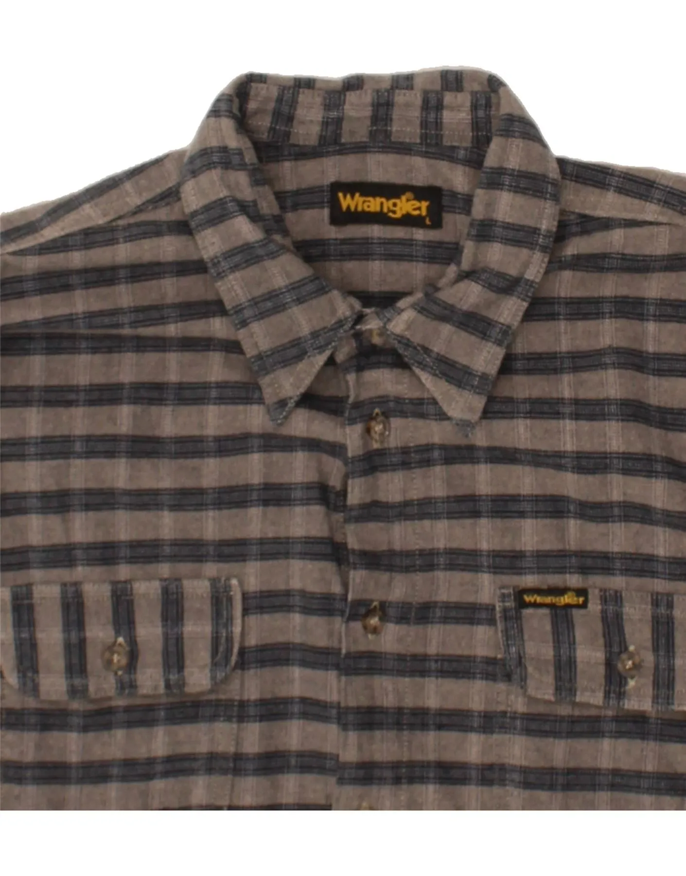 WRANGLER Mens Shirt Large Grey Check Polyester