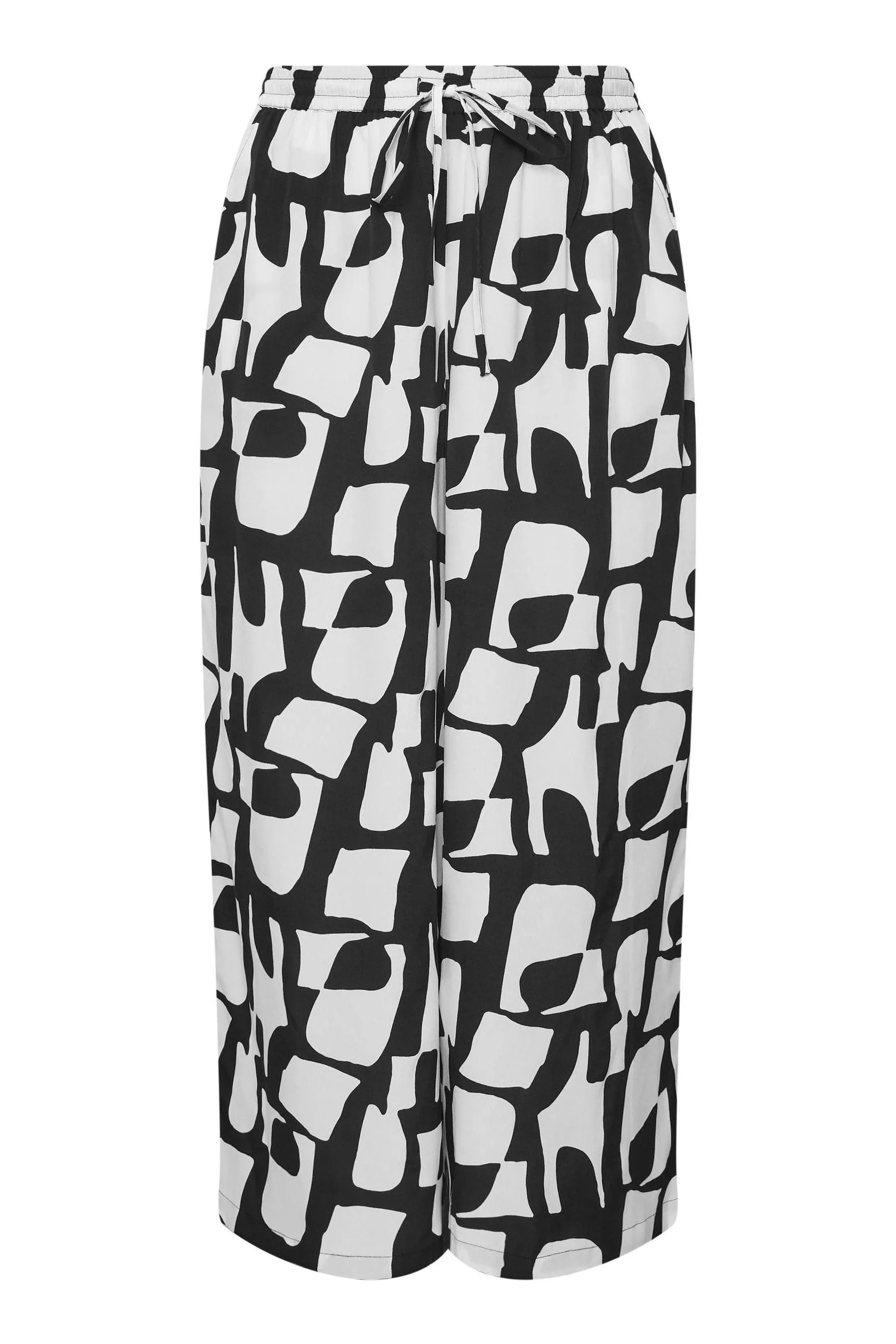 Yours Curve COLLECTION - Pantaloni a fondo ampio con coulisse e stampa astratta Stampa    