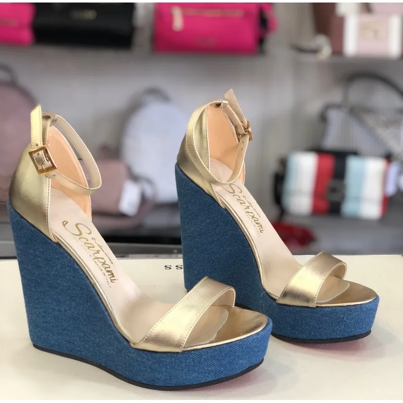 Zeppa 12cm Jeans Platino