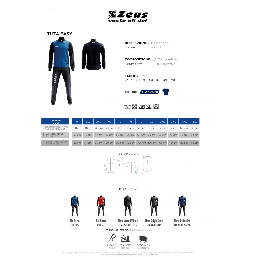 ZEUS - TUTA EASY - UOMO - NERO/BLU MARINE - T/EASYNBM